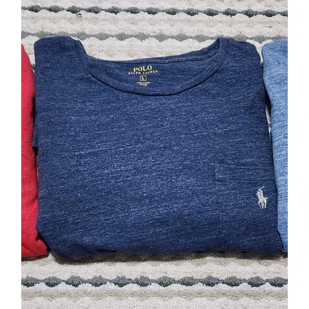 Lot Of 3 Polo Ralph Lauren Cotton Long Sleeve Crew Neck T-shirts Size Large
